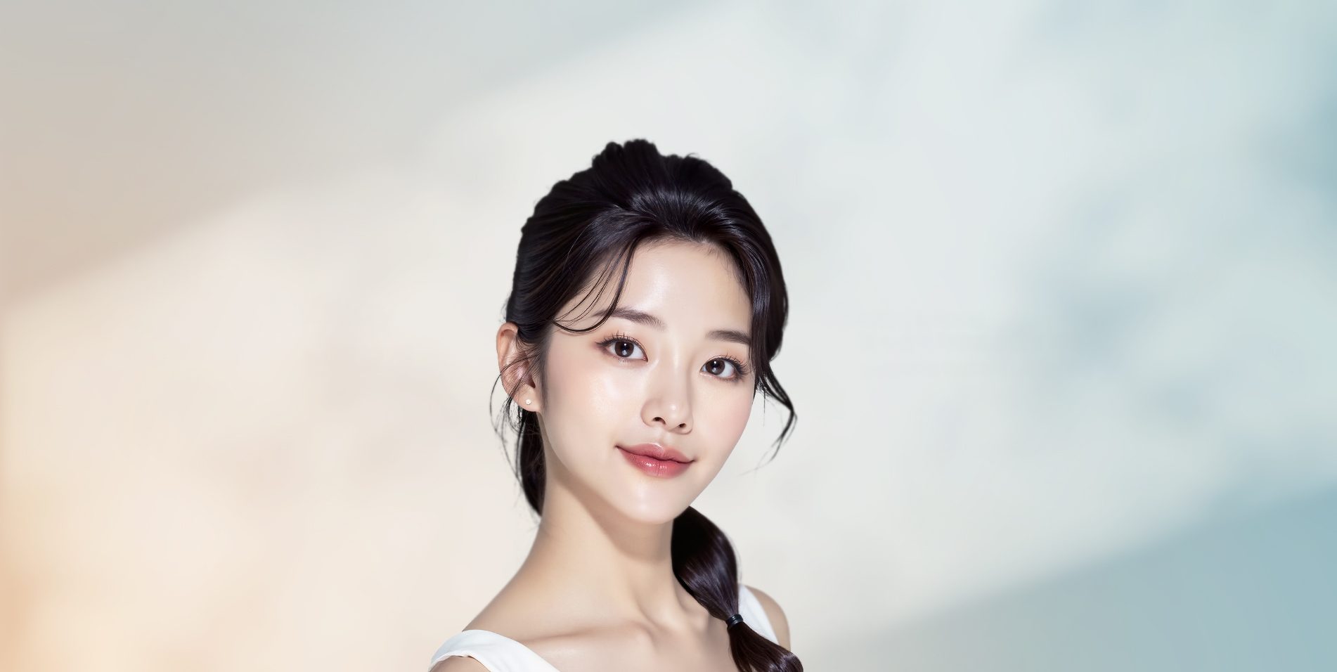 땋은 머리 여성 모델 미소