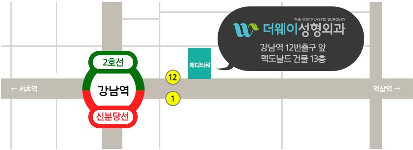 강남역 12번 출구 앞 메디타워 약도